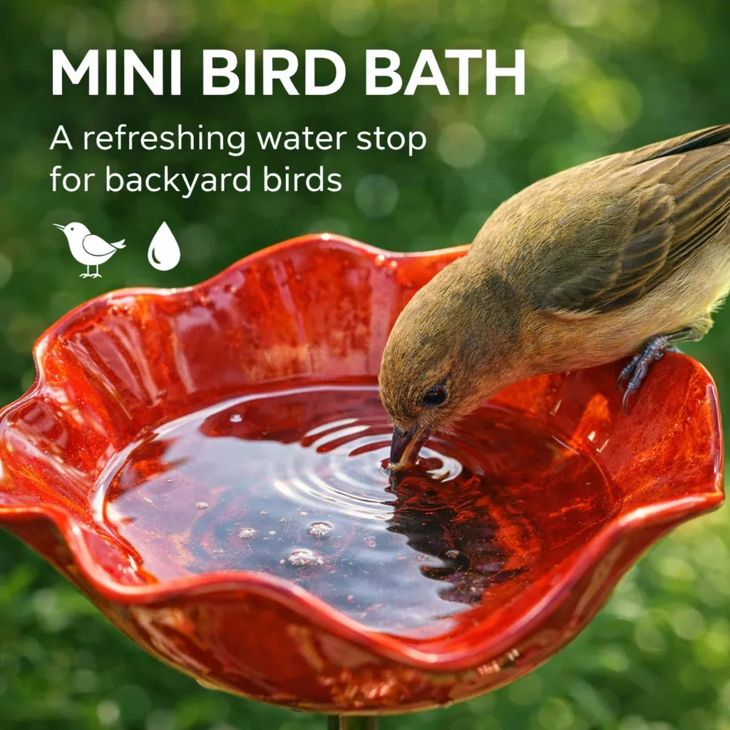 Flower Bath - Blumenförmige Metallskulptur für den Garten, die Vögel und Insekten anzieht