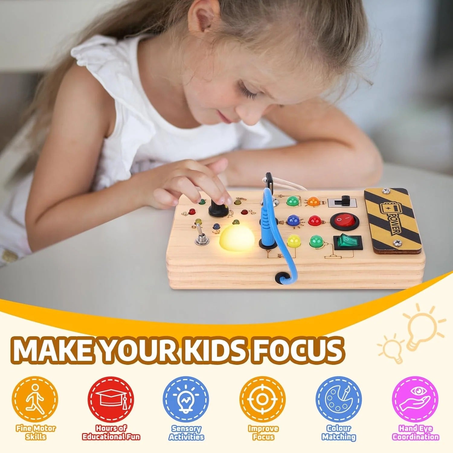 Stimilus Board - Montessori-Sinnes-Schalt-Spielzeug aus Holz