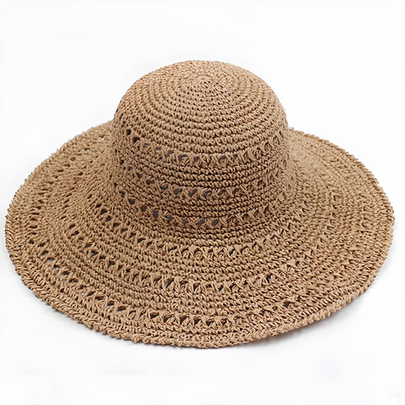 Sun Hat - Sonnenhut Stroh geflochten mit breiter Krempe