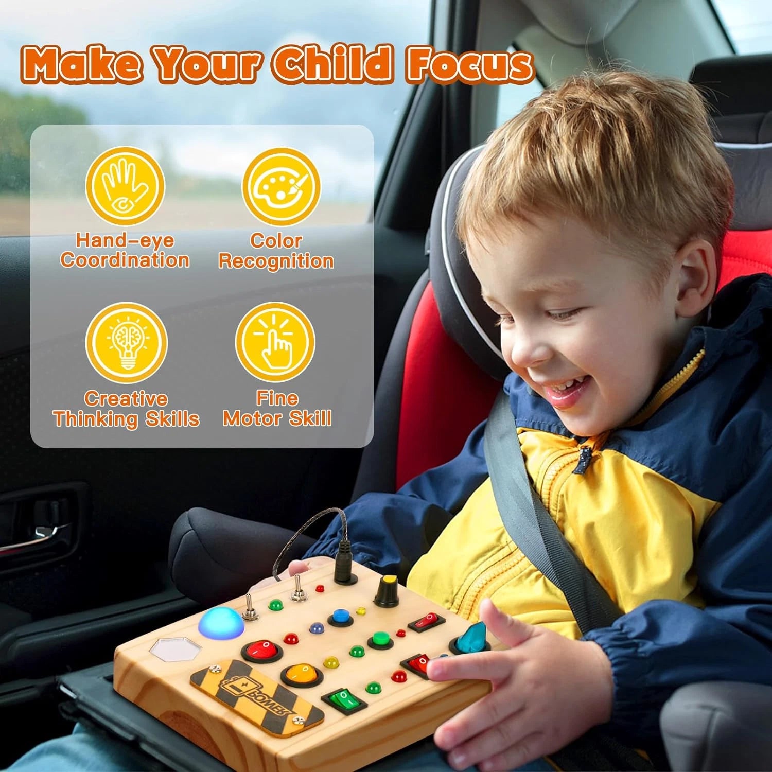 Stimilus Board - Montessori-Sinnes-Schalt-Spielzeug aus Holz