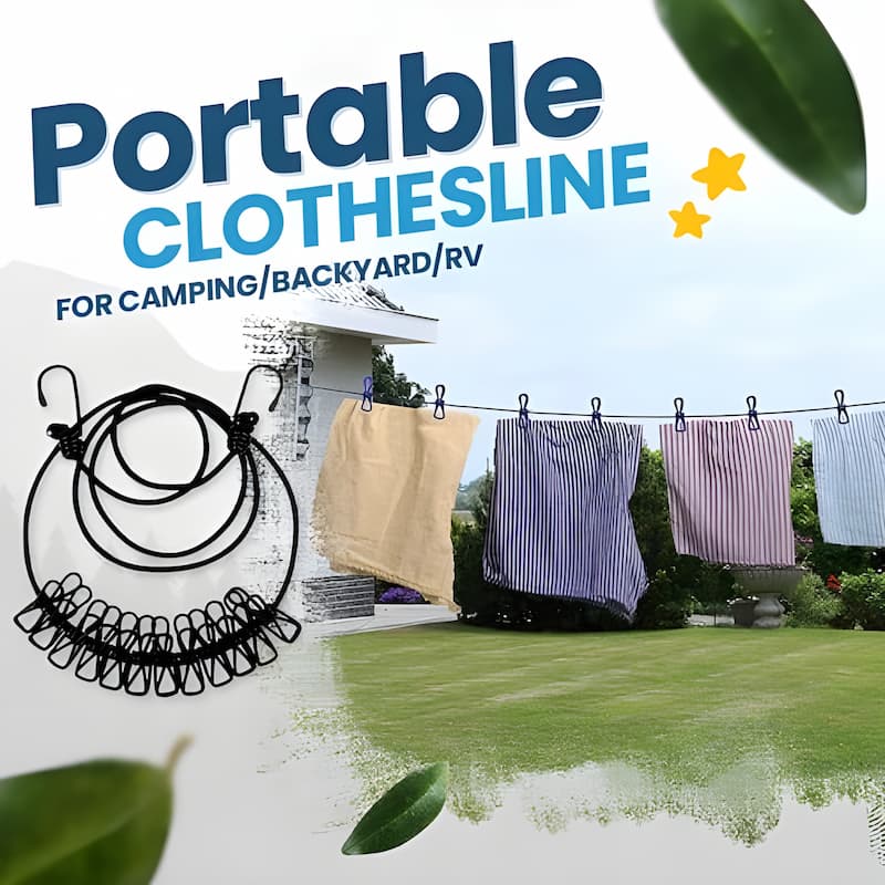 ClipLine - Tragbare Wäscheleine mit Clips – Ideal für Reisen, Camping & Balkon