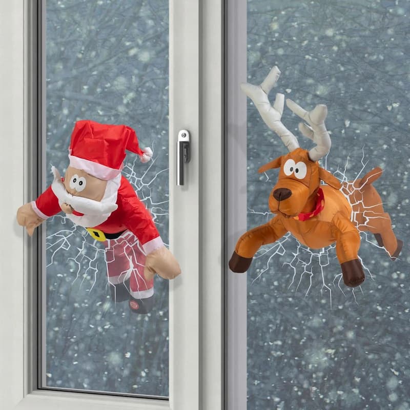 ChristmasCrash - Lustige Santa-Crash-Fensterdeko — Für Haus & Büro zur Weihnachtszeit