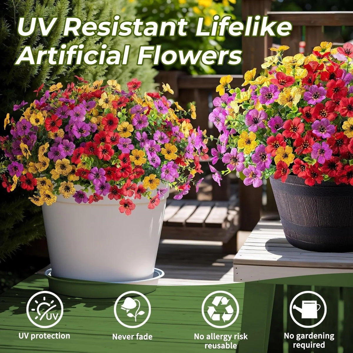 Flower Bush - Realistische, UV-beständige Dekoblumen