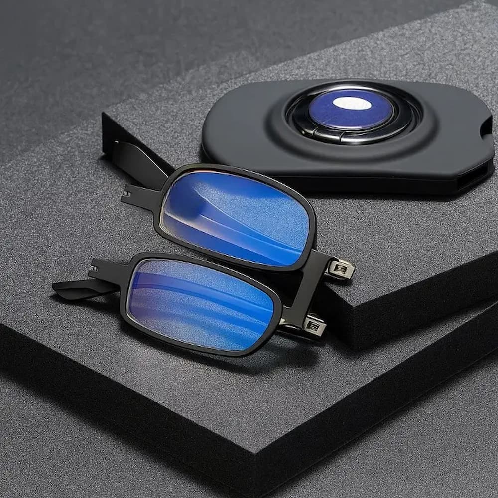 FoldGlasses - Randlose Gleitsicht-Lesebrille mit Blaulichtfilter und Titanfassung