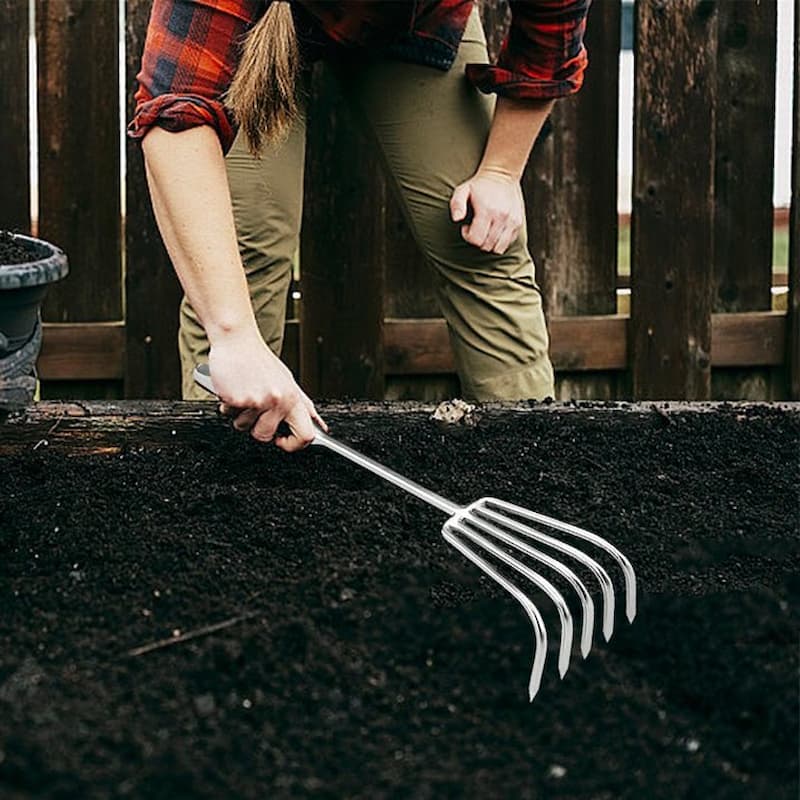 GardenClaw - Gartenrechen aus Edelstahl — Stabiler Handrechen mit rutschfestem Griff