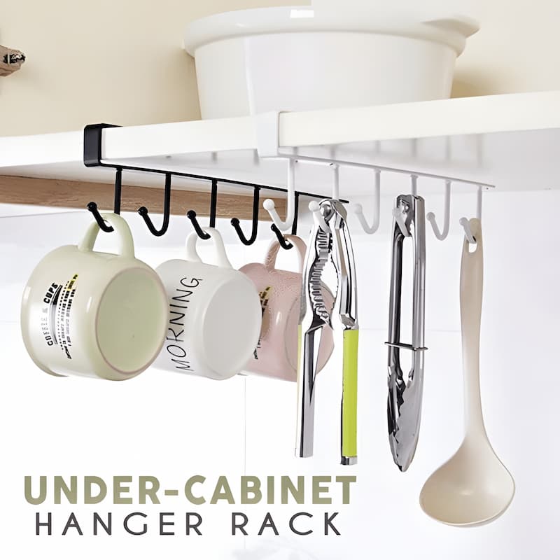 KitchenHooks - Unterbau-Hakenleiste – platzsparende Küchenaufbewahrung mit 6 Haken