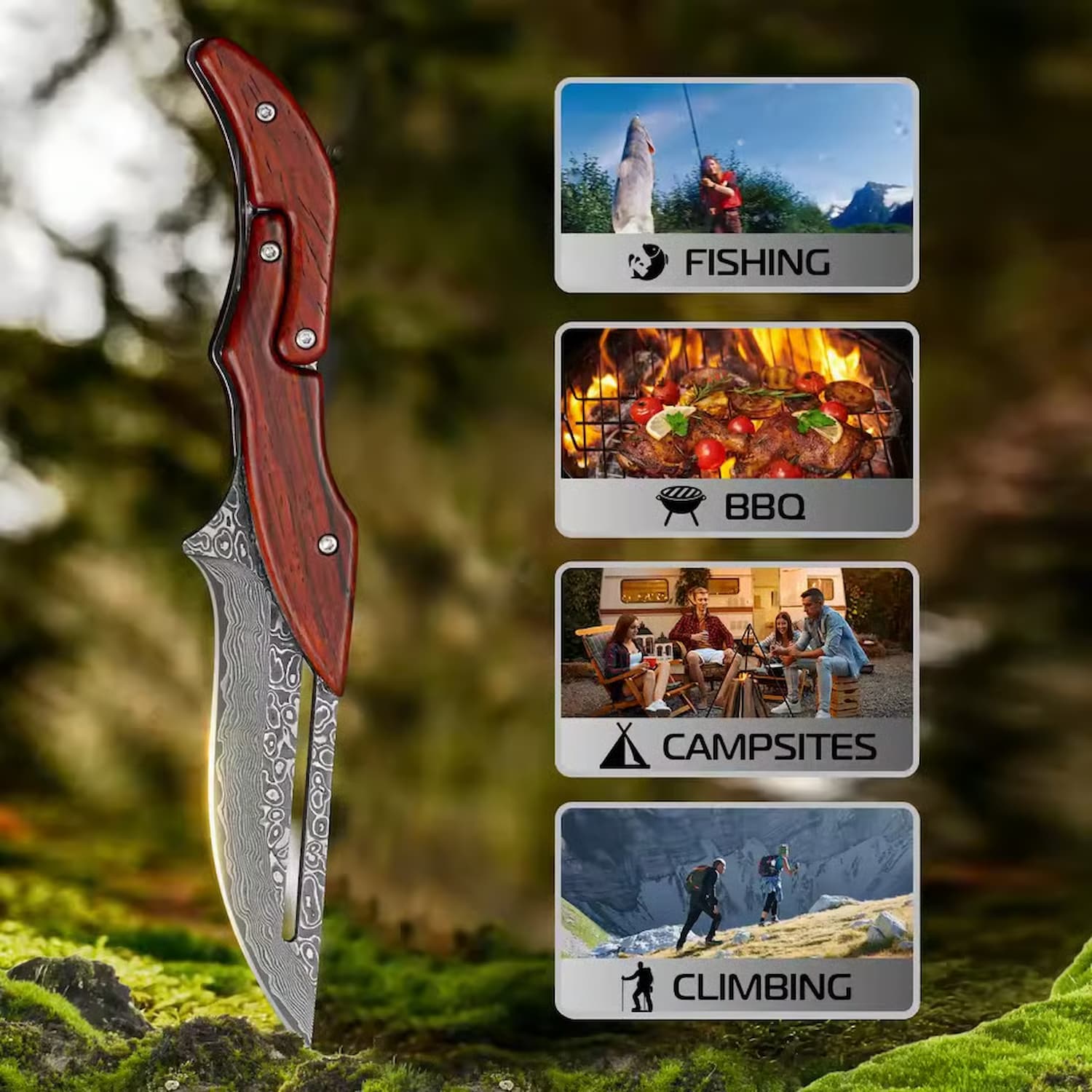 DamaBlade - Handgeschmiedetes Damaszenerstahl-Klappmesser