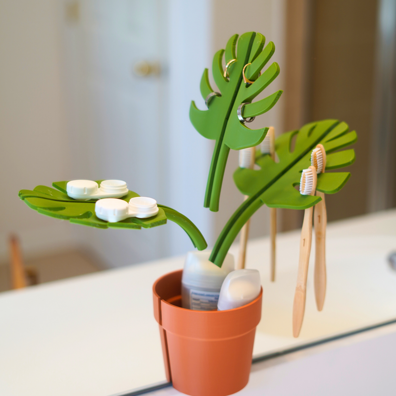 MonstaHolder - Monstera Spiegelmontierter Badezimmer-Organizer