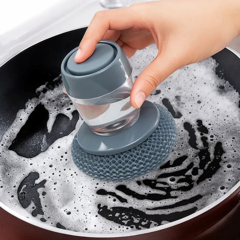 Horuvera - Küchen-Spülbürste mit Seifenspender – Antibakteriell und schimmelresistent