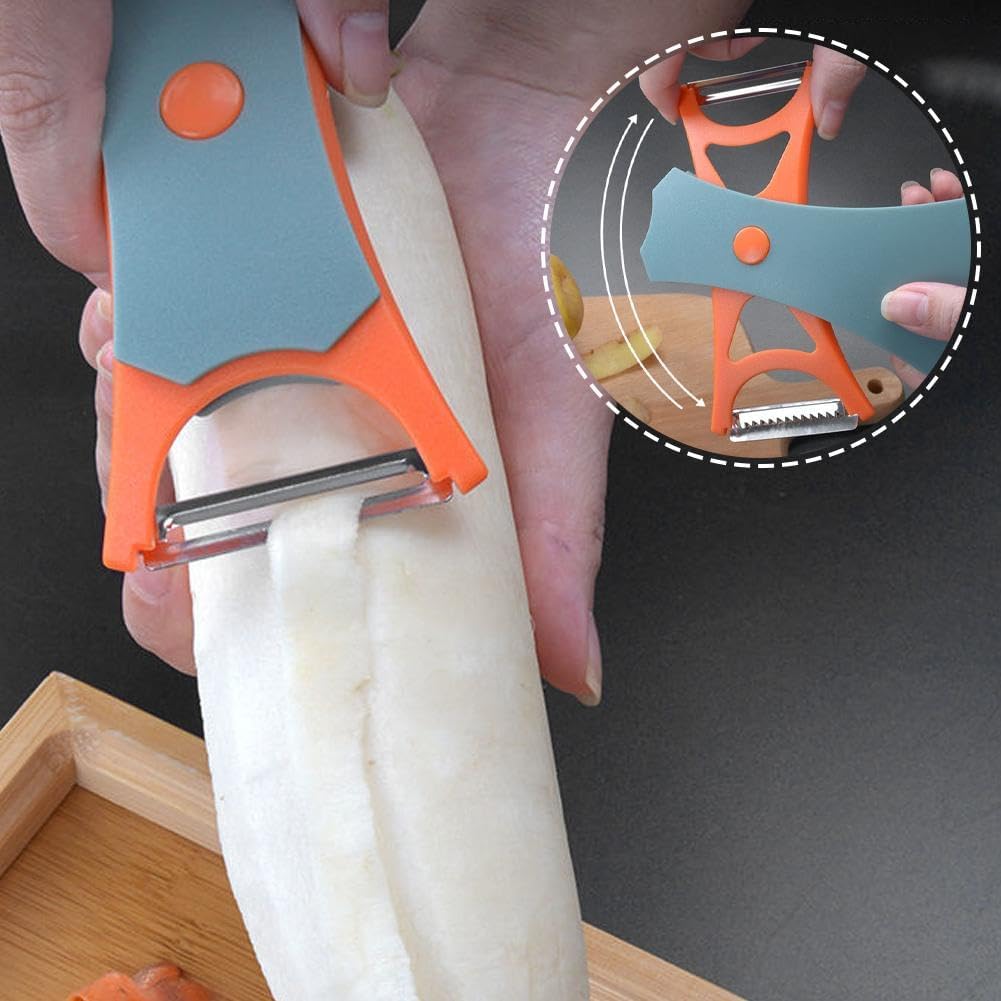 TwinPeel - Multifunktionaler Obst- und Gemüseschäler mit Reibe