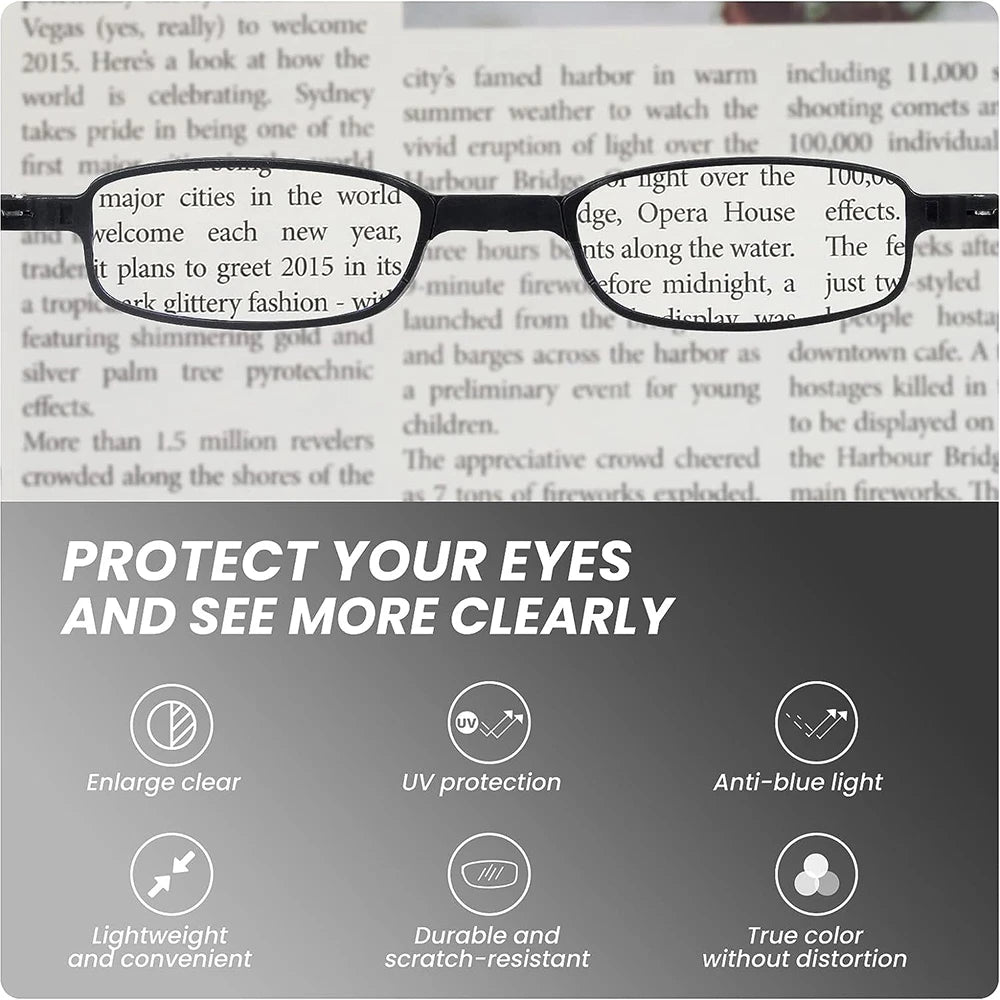 FoldGlasses - Randlose Gleitsicht-Lesebrille mit Blaulichtfilter und Titanfassung