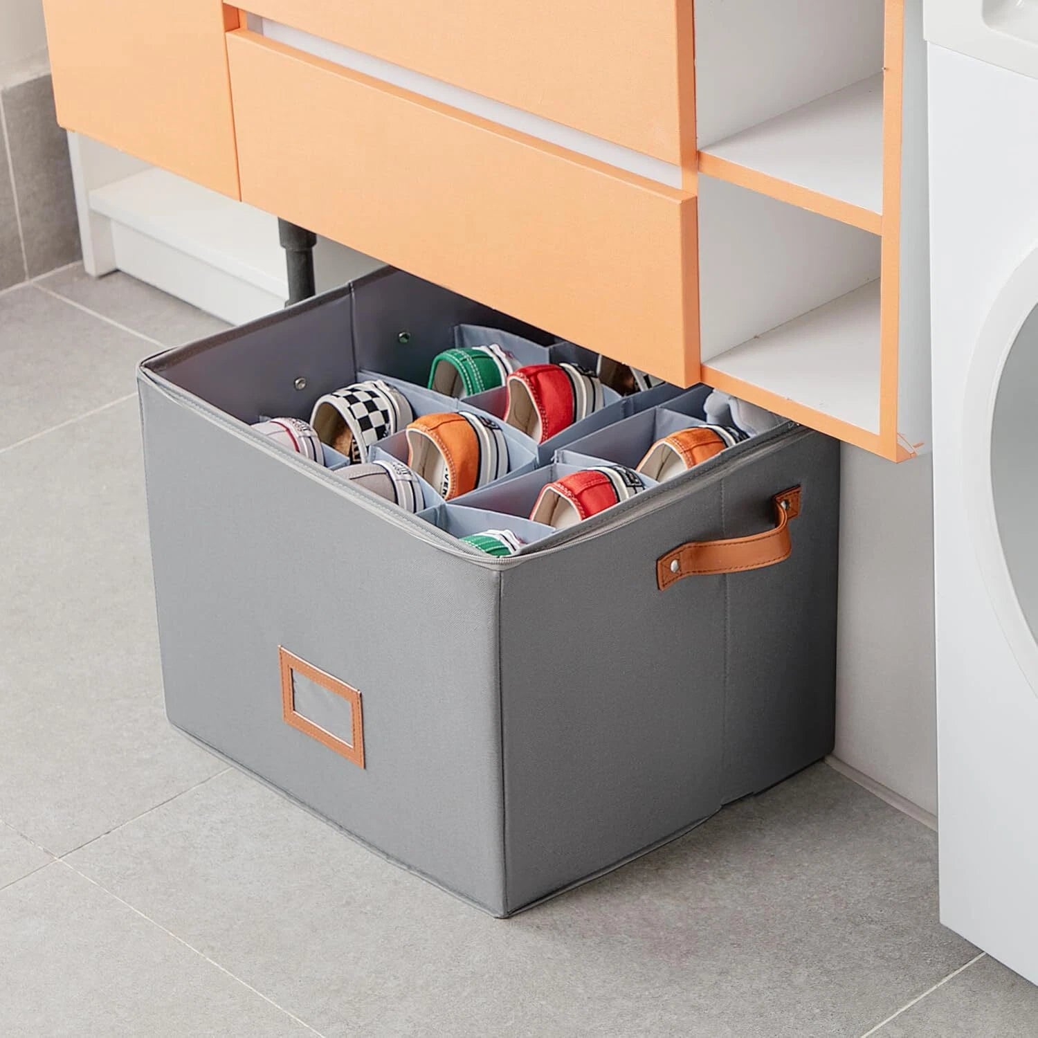 ShoeBox - Faltbare Schuhbox aus Stoff – Mit 16 individuell anpassbaren Fächern