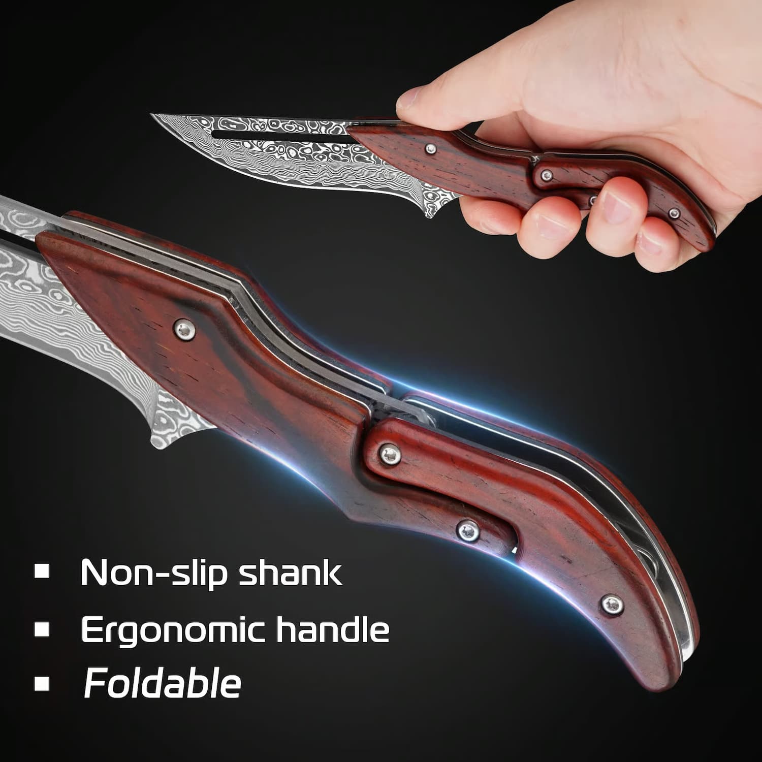 DamaBlade - Handgeschmiedetes Damaszenerstahl-Klappmesser