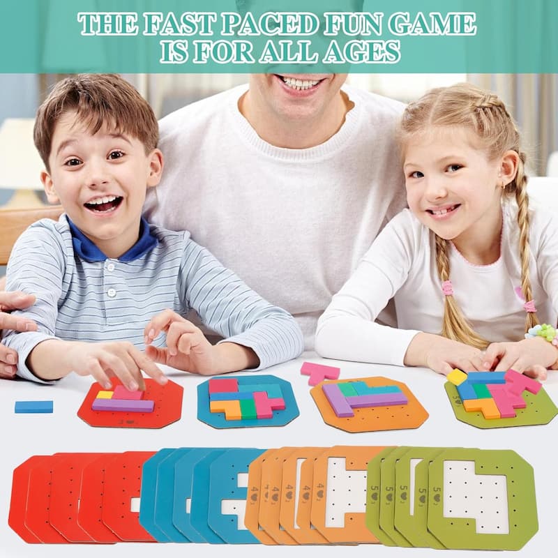 Shape Puzzles - Logik-Puzzlespiel mit 108 bunten Teilen und 20 Aufgabenkarten