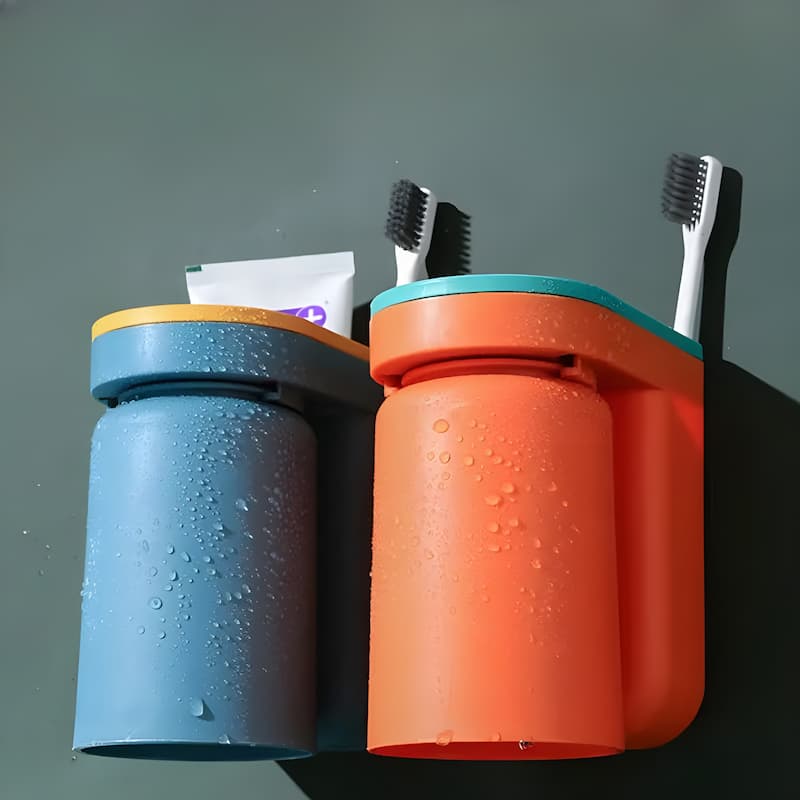 BrushCup - Wand-Klebe-Zahnbürstenhalter – stressfreie & ordentliche Aufbewahrung