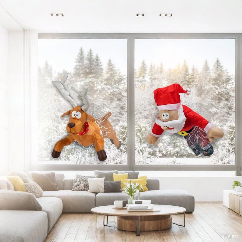 ChristmasCrash - Lustige Santa-Crash-Fensterdeko — Für Haus & Büro zur Weihnachtszeit