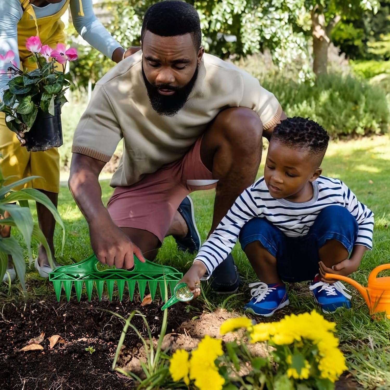 SeedPlanter - Pflanz-Dibber mit 12-Loch-Schablone – Gleichmäßige Saat leicht gemacht