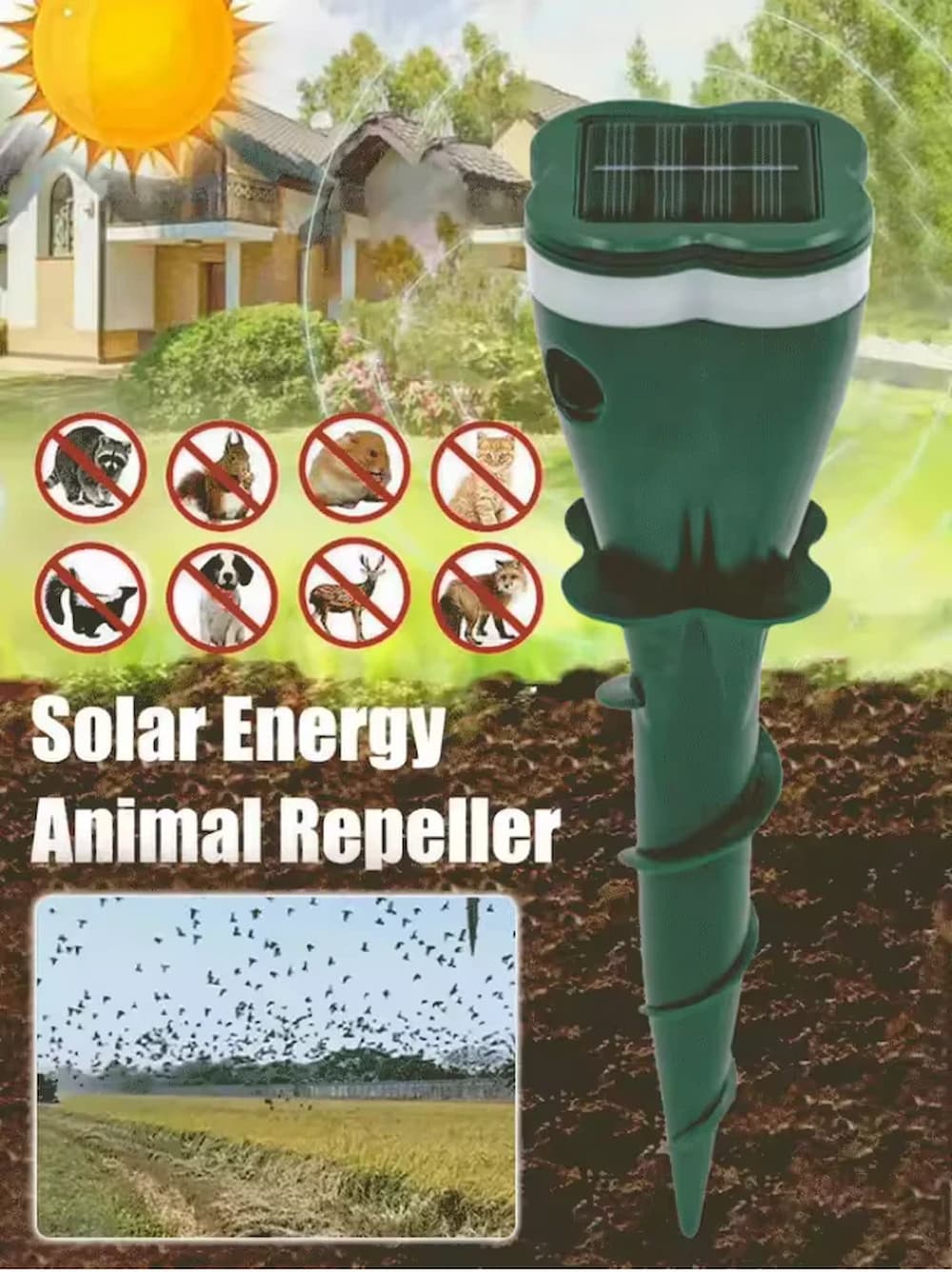 Mole Repeller - Solarbetriebener, wasserdichter Maulwurfvertreiber