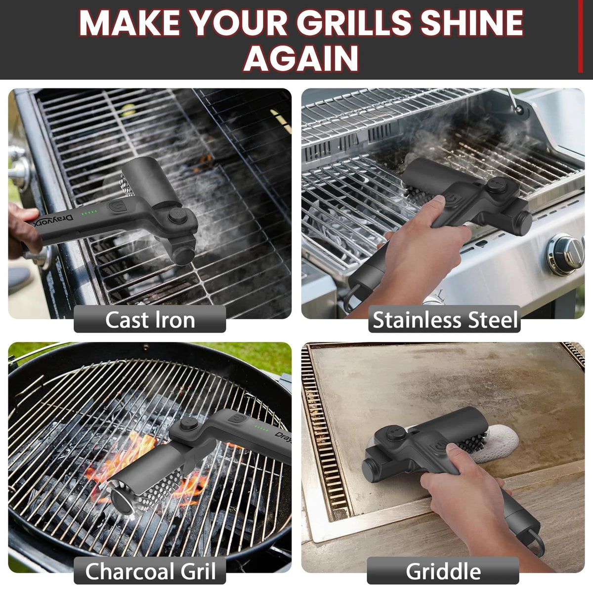 Electric BBQ Grill Brush - So reinigen Sie Ihren Grill am effektivsten | Kabellos und wiederaufladbar