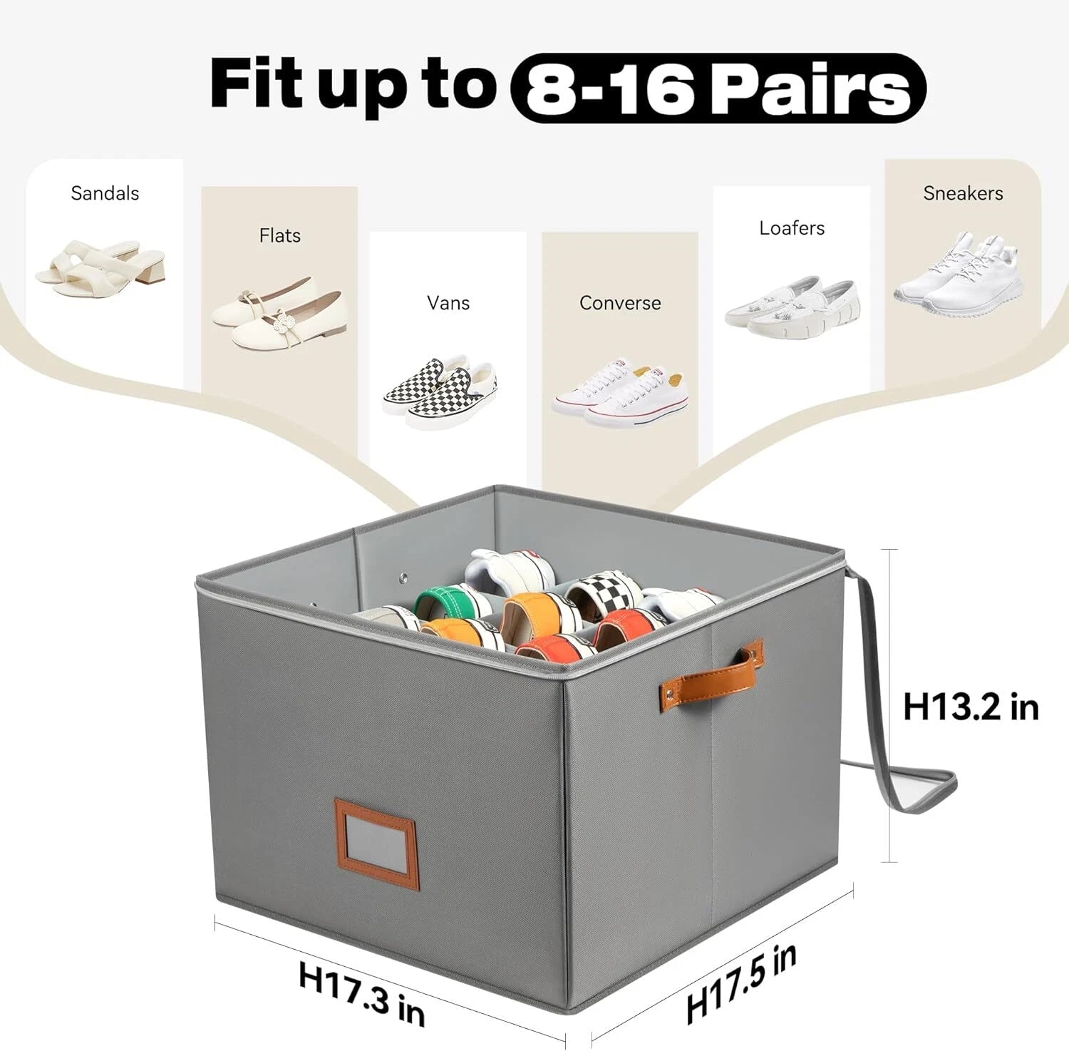 ShoeBox - Faltbare Schuhbox aus Stoff – Mit 16 individuell anpassbaren Fächern
