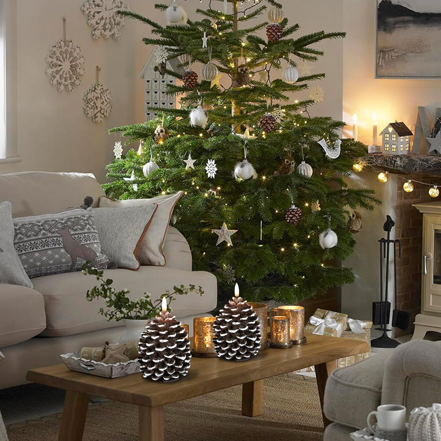 PineconeCandle - Batteriebetriebene Zapfenkerze — Sichere Flammenlose LED-Leuchte