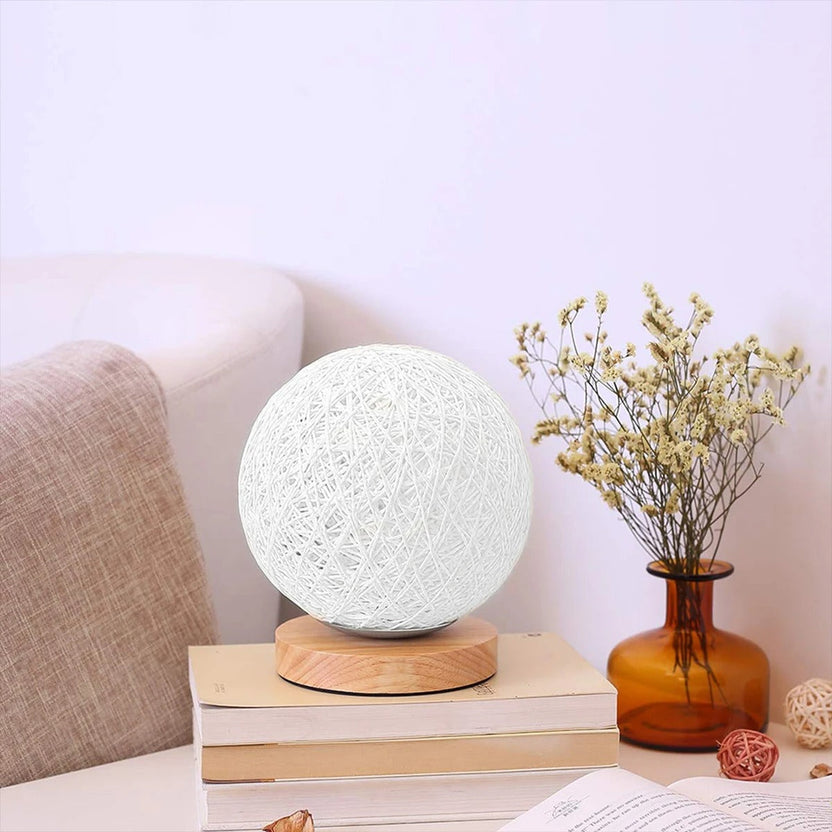 Rotan Ball Lamp - Tischlampe Rattan Kugel 30 cm mit Dimmfunktion