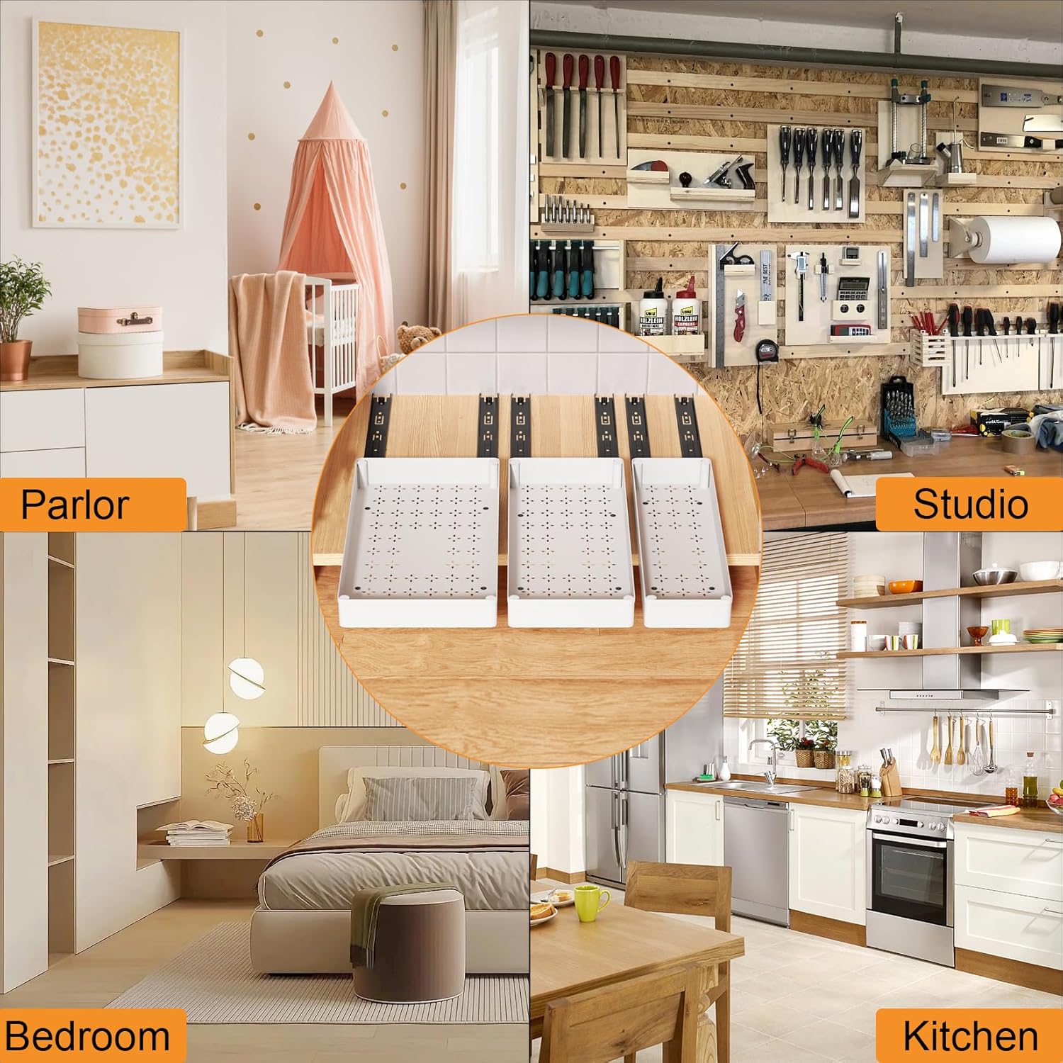 PullOutTrays - Schrank Organizer ausziehbar — Kein mühsames Montieren nötig