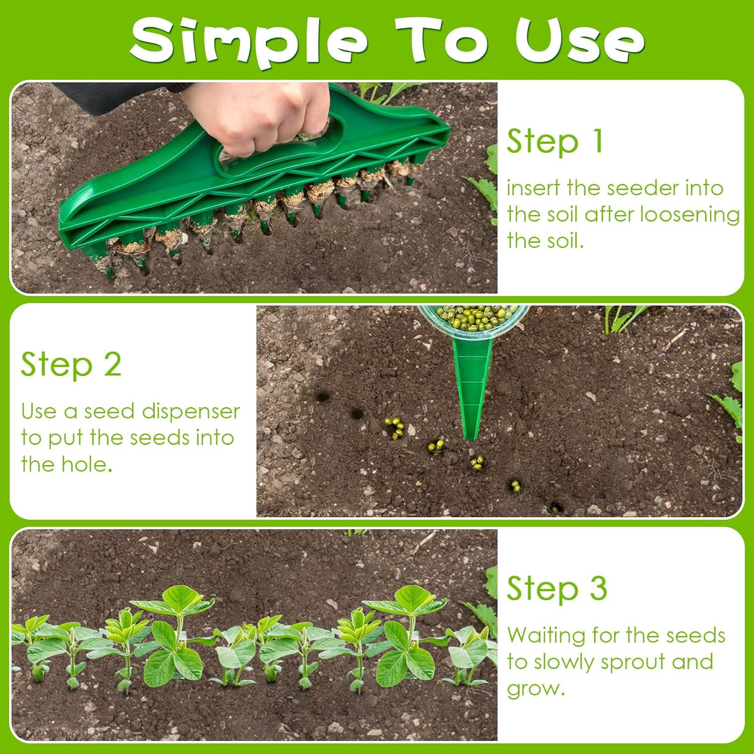 SeedPlanter - Pflanz-Dibber mit 12-Loch-Schablone – Gleichmäßige Saat leicht gemacht