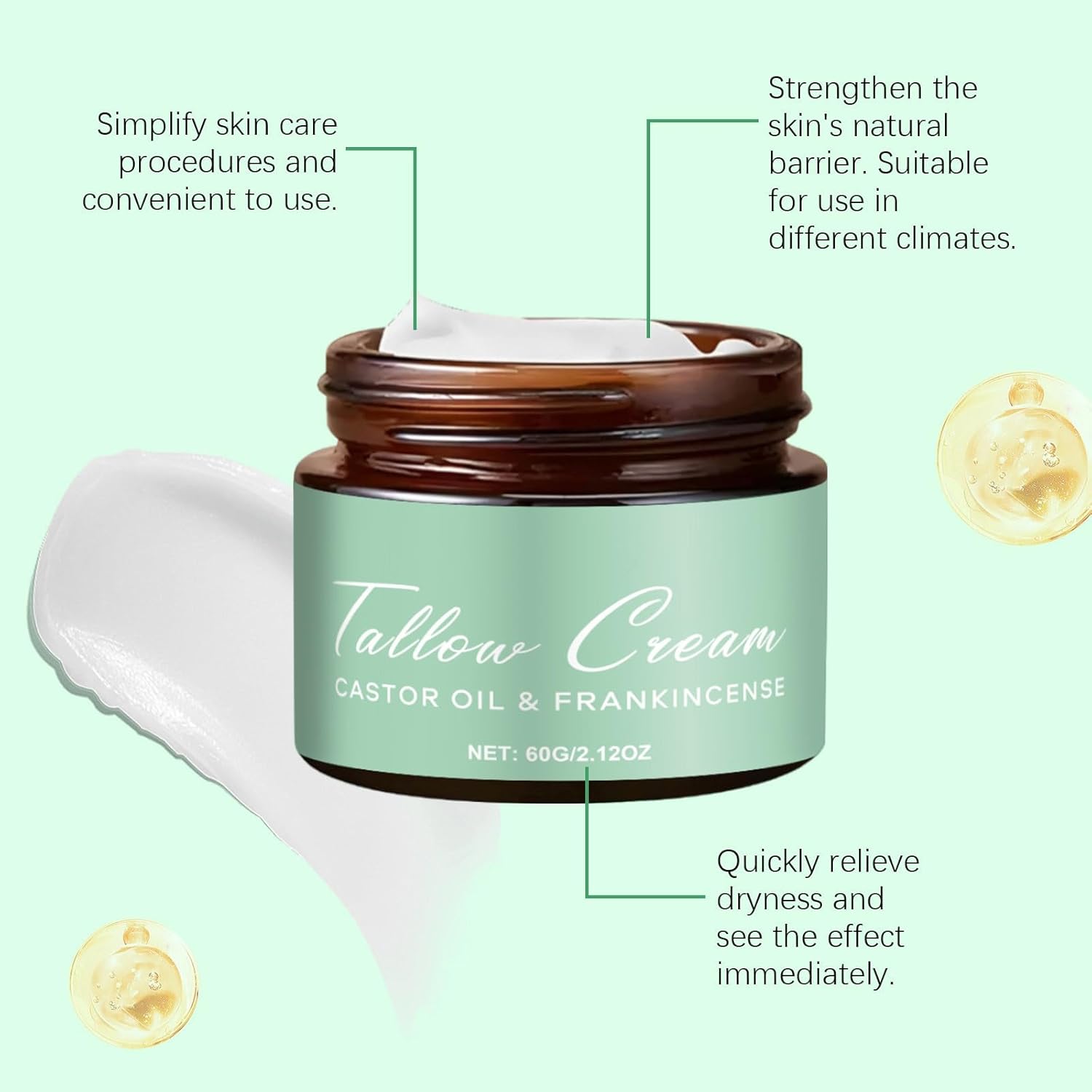 TallowCream - Bio-Talgbalsam mit Rizinusöl und Weihrauch für natürliche Hautpflege und Feuchtigkeitspflege