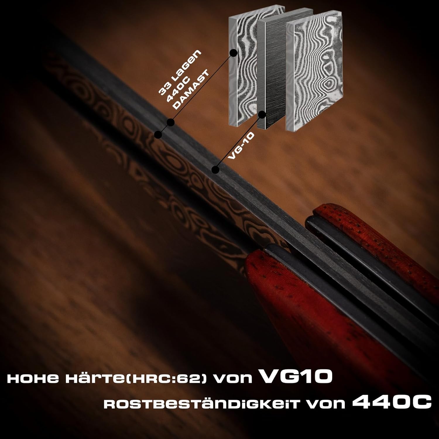 DamaBlade - Handgeschmiedetes Damaszenerstahl-Klappmesser