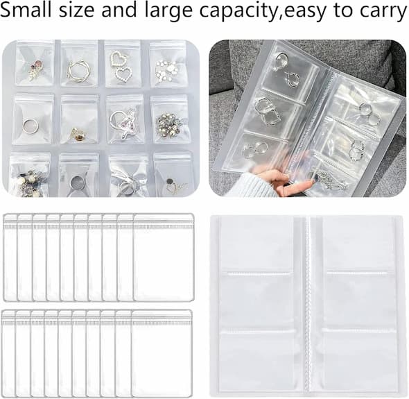 JewelleryMap - Schmuck-Aufbewahrungsbuch – Transparentes Reiseetui mit Schutzsystem