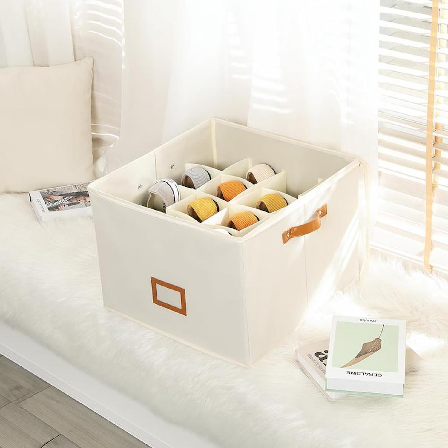 ShoeBox - Faltbare Schuhbox aus Stoff – Mit 16 individuell anpassbaren Fächern