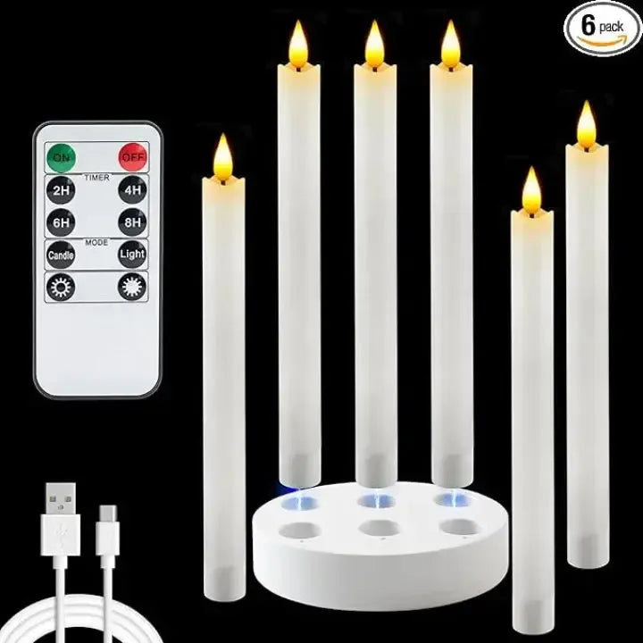 LEDCandles - Wiederaufladbare LED-Wachskerzen 6er Set — Nachhaltig & sicher ohne Brandgefahr