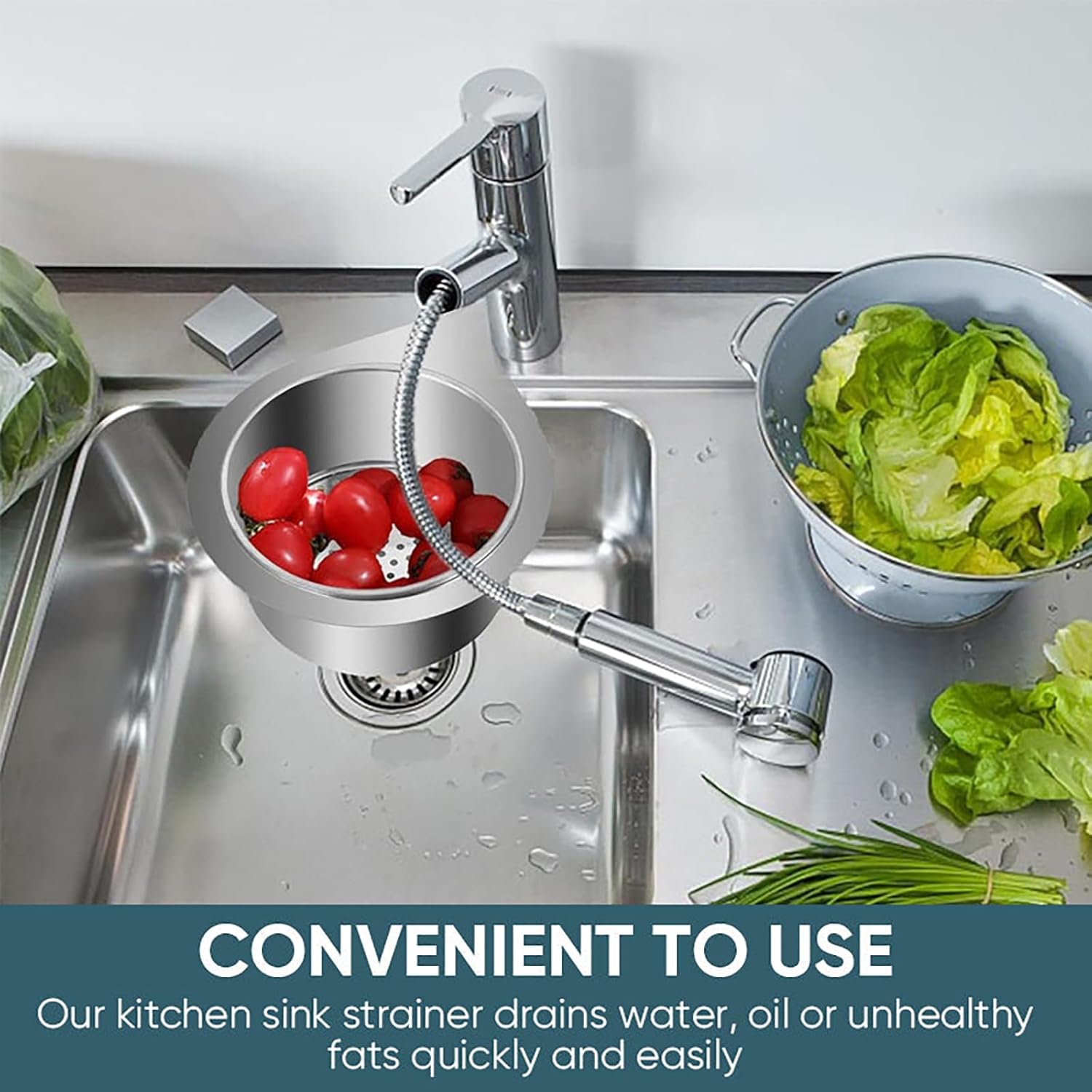 Hubtera - Edelstahl - Schwansiebkorb für Küchenspülen - Ecken - Frest