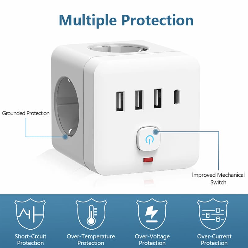 PowerCube - Vielseitige 7-in-1-Ausgangssteckdosenleiste - Frest
