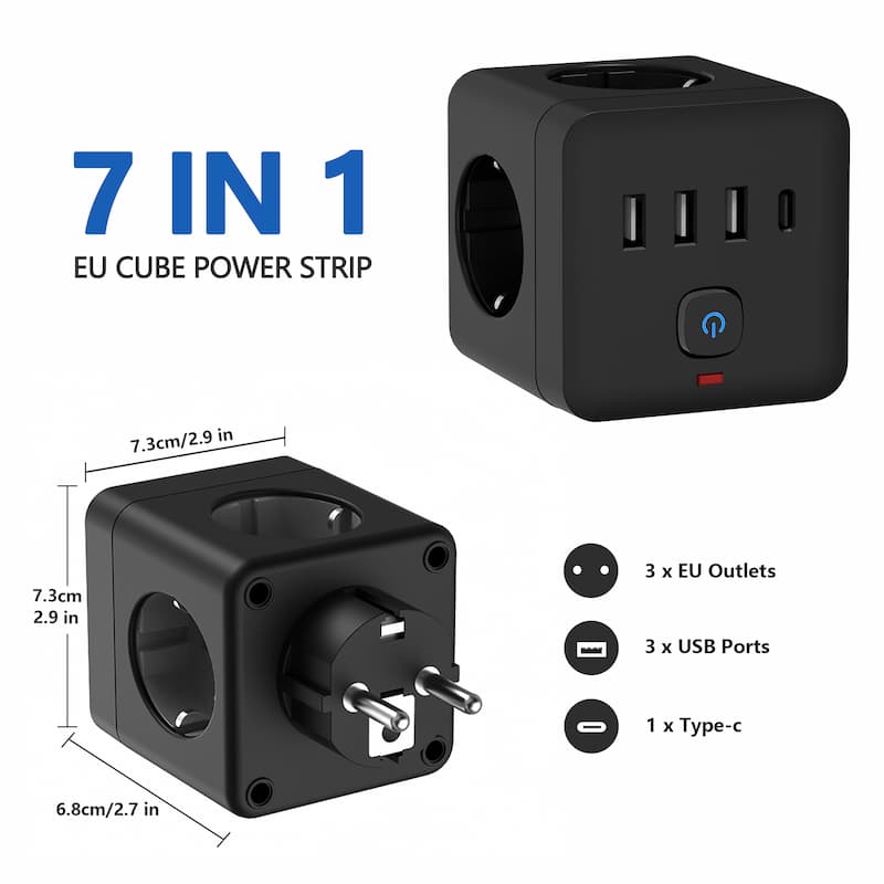 PowerCube - Vielseitige 7-in-1-Ausgangssteckdosenleiste - Frest