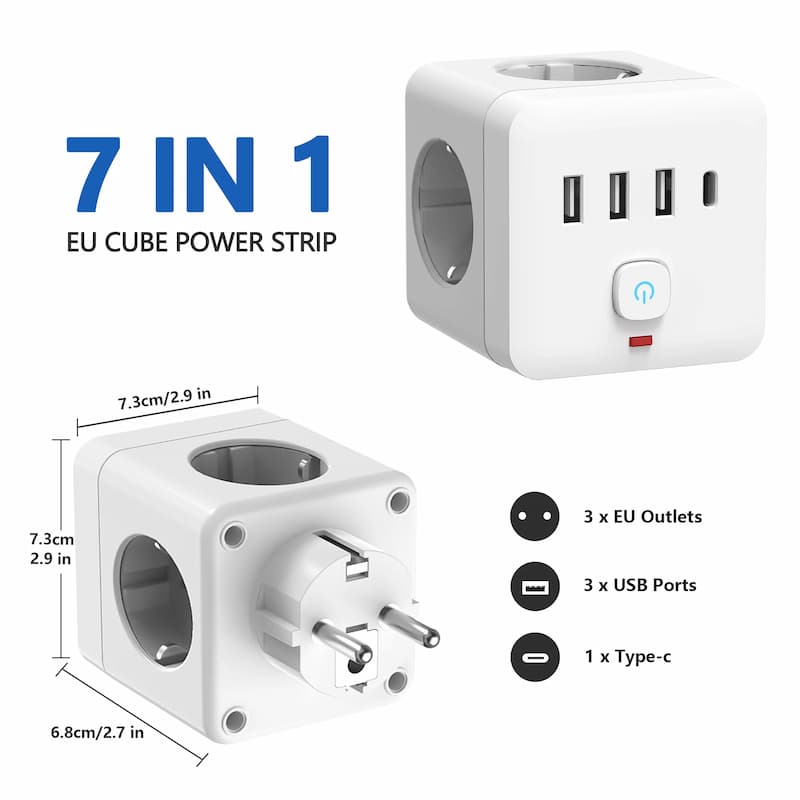 PowerCube - Vielseitige 7-in-1-Ausgangssteckdosenleiste - Frest