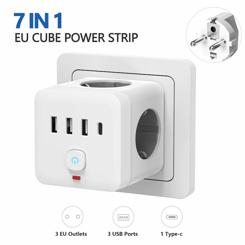 PowerCube - Vielseitige 7-in-1-Ausgangssteckdosenleiste - Frest