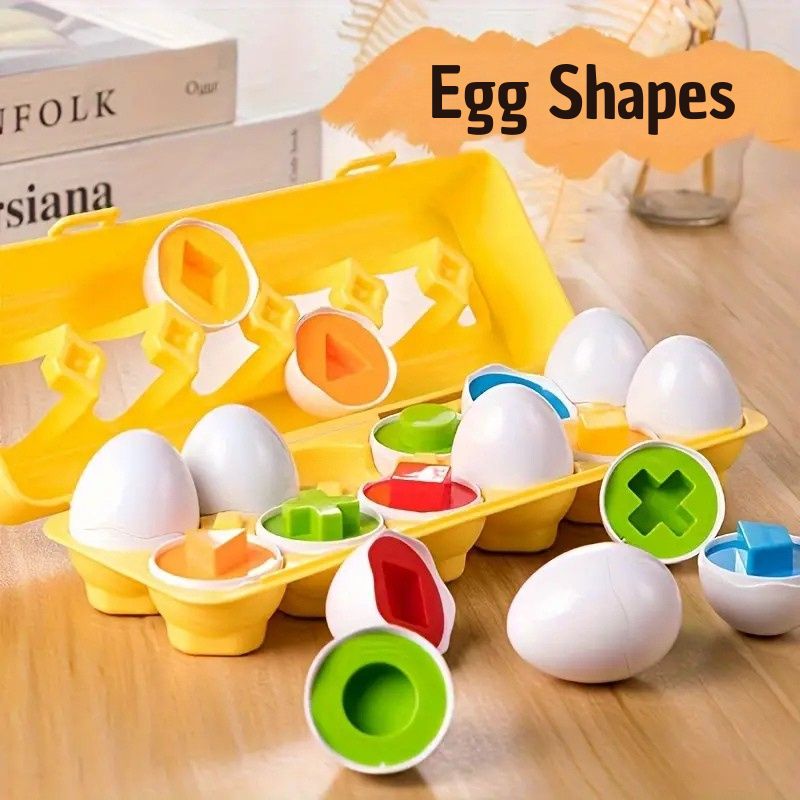 Egg Shapes - Montessori-Eier-Spielzeug – Puzzle zum Sortieren nach Farbe und Form für Kleinkinder: Förderung der Feinmotorik