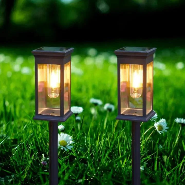 RecaLamp - Solar-Gartenleuchten im Laternenstil – Warmweißes Licht für Wege & Beete [2er-Set]