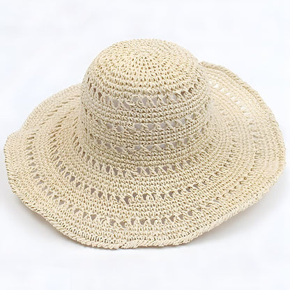 Sun Hat - Sonnenhut Stroh geflochten mit breiter Krempe