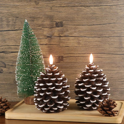 PineconeCandle - Batteriebetriebene Zapfenkerze — Sichere Flammenlose LED-Leuchte