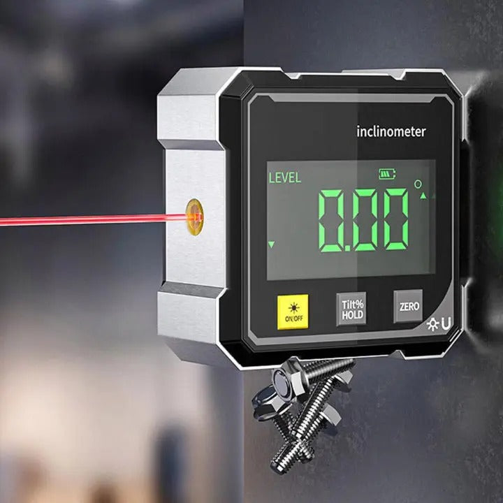 DigiLevel - Magnetisches Digital-Winkelmessgerät mit Laser — Starker Halt auf Metalloberflächen