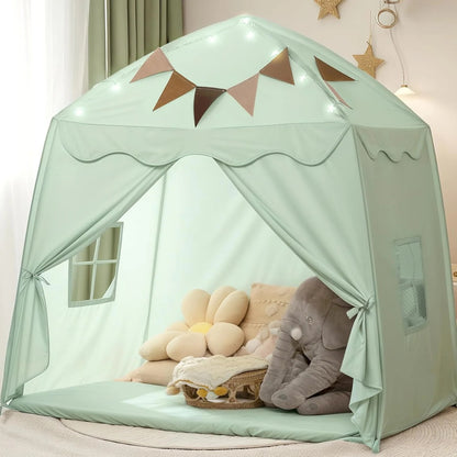 Kids Play Tent - Spielzelt mit Sternenlichtern und Fähnchen