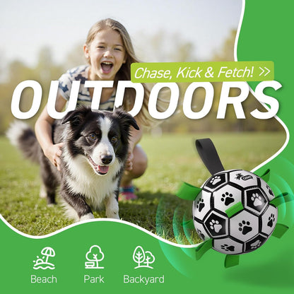 Loop Ball - Ein Fußball für Hunde, der sich leicht mit den Zähnen greifen lässt