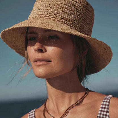 Sun Hat - Sonnenhut Stroh geflochten mit breiter Krempe
