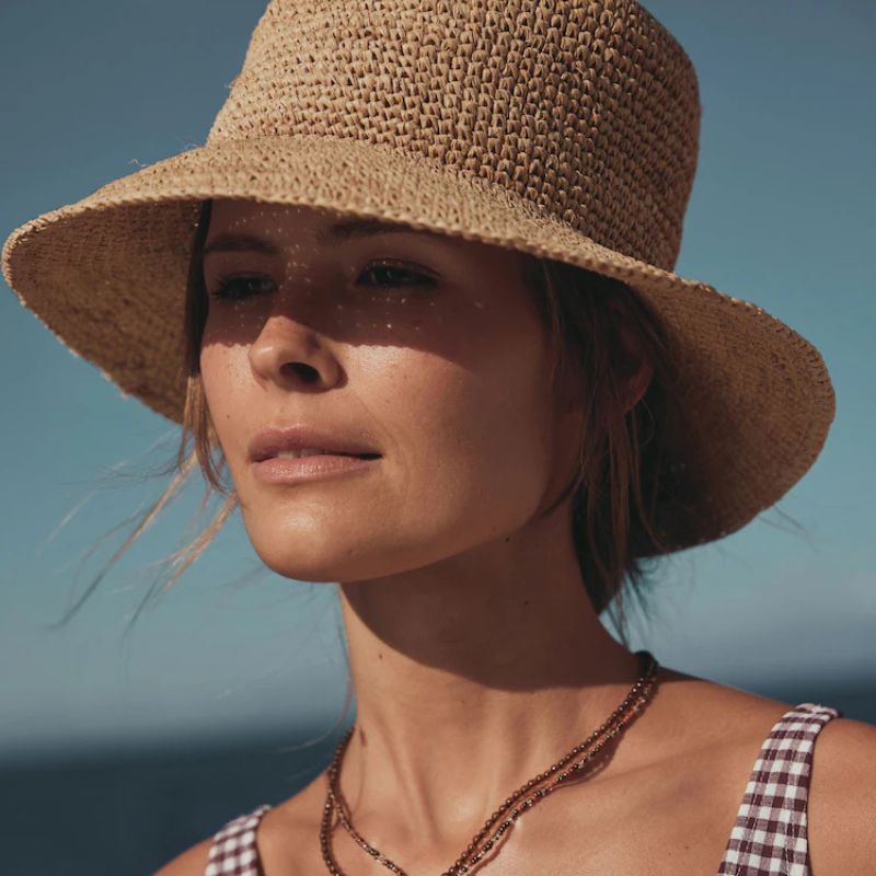 Sun Hat - Sonnenhut Stroh geflochten mit breiter Krempe