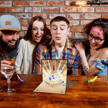 3D Pop-up Geburtstagskarte – handgemachte Grußkarte mit LED-Licht und Musik