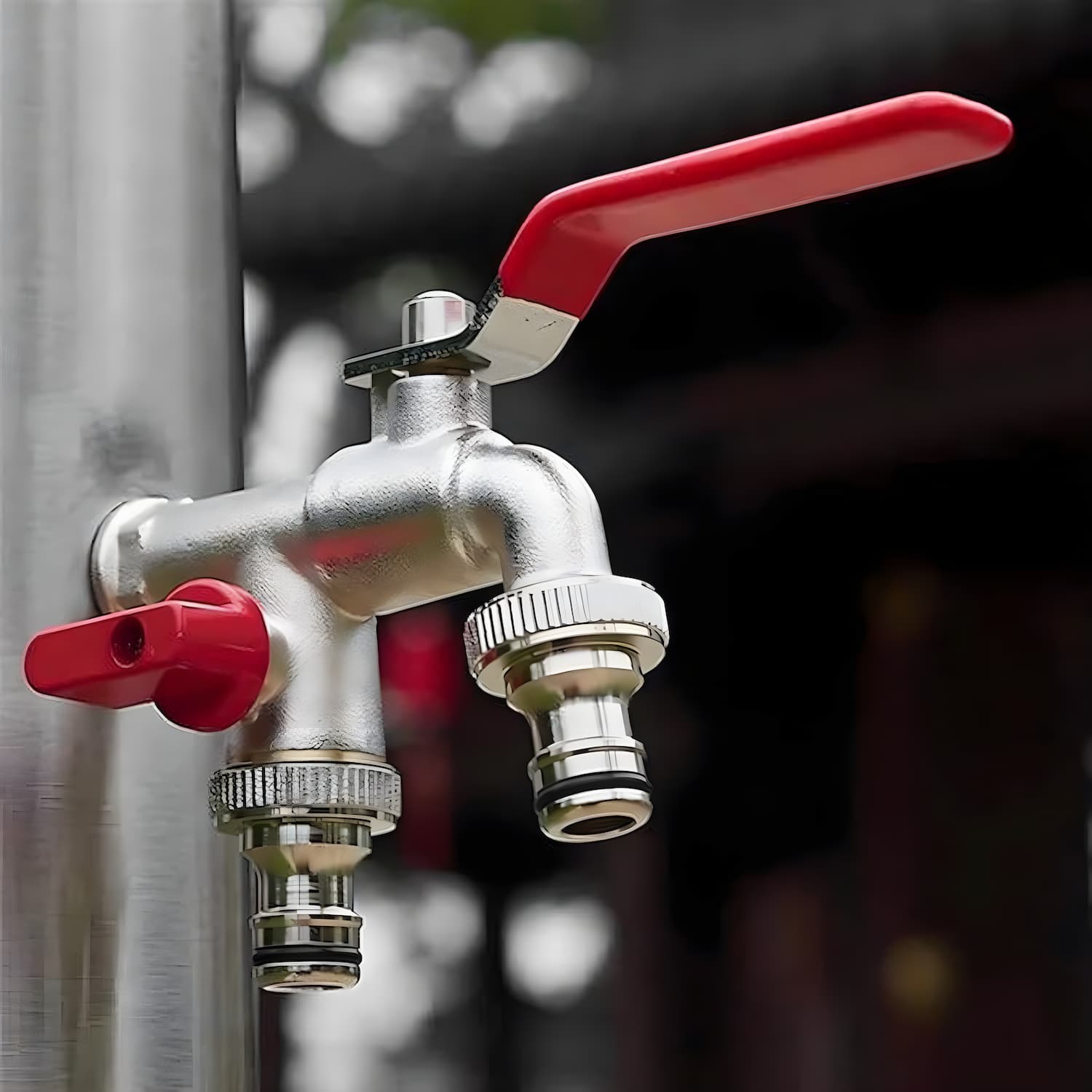 Double Garden Faucet - Doppel-Wasserhahn Edelstahl mit 2 Ausgängen