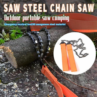 Hand Chain Saw - Handkettensäge Edelstahl 65 Mn – Zusammenklappbar mit Gürteltasche